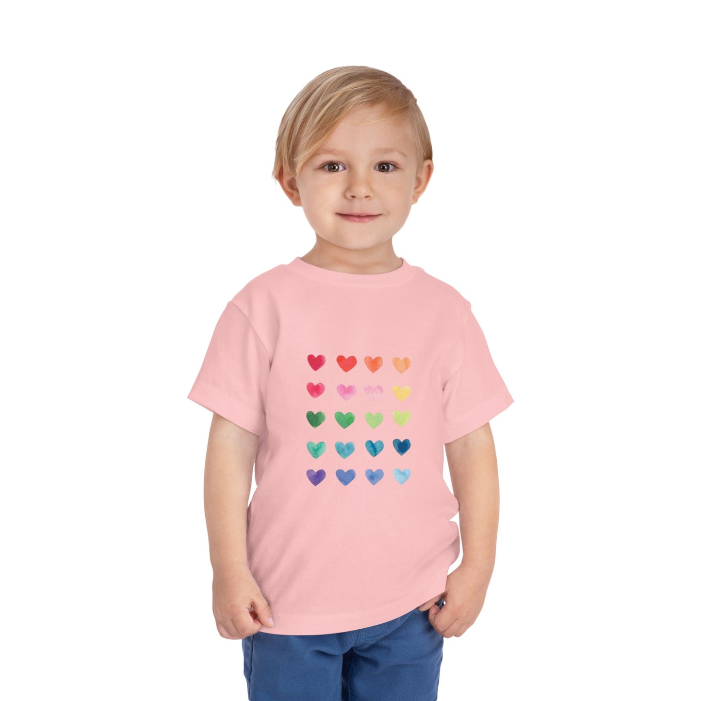 Watercolor Hearts Toddler Tee - Cute Kids T-Shirt for Celebrations