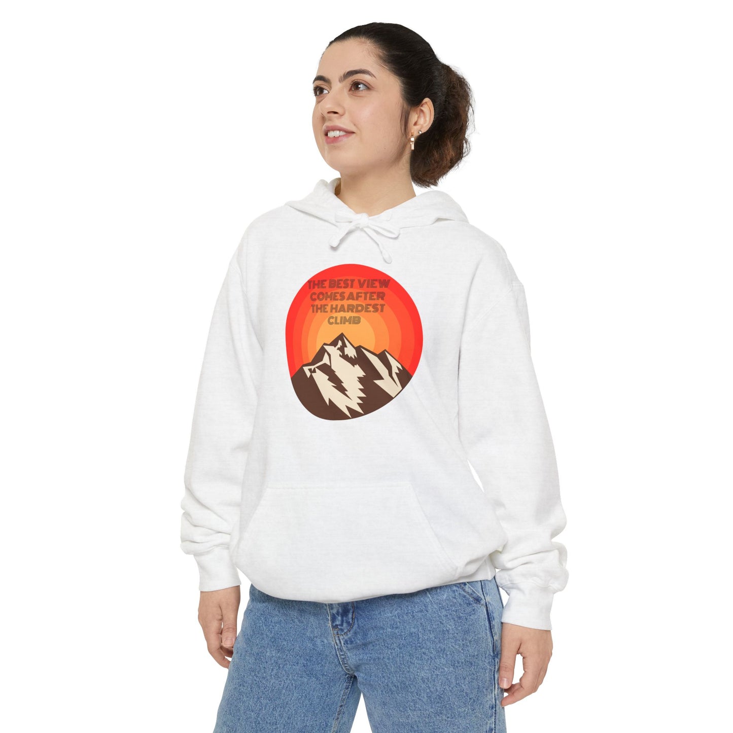 Adventure Awaits Hoodie - Unisex Garment-Dyed with Mountain Design