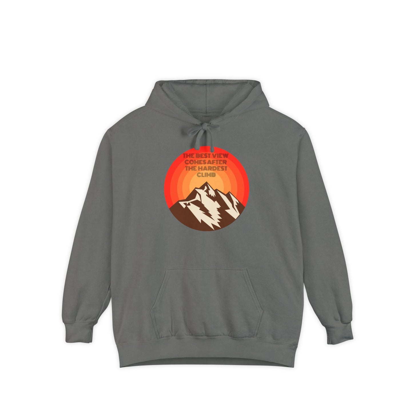 Adventure Awaits Hoodie - Unisex Garment-Dyed with Mountain Design