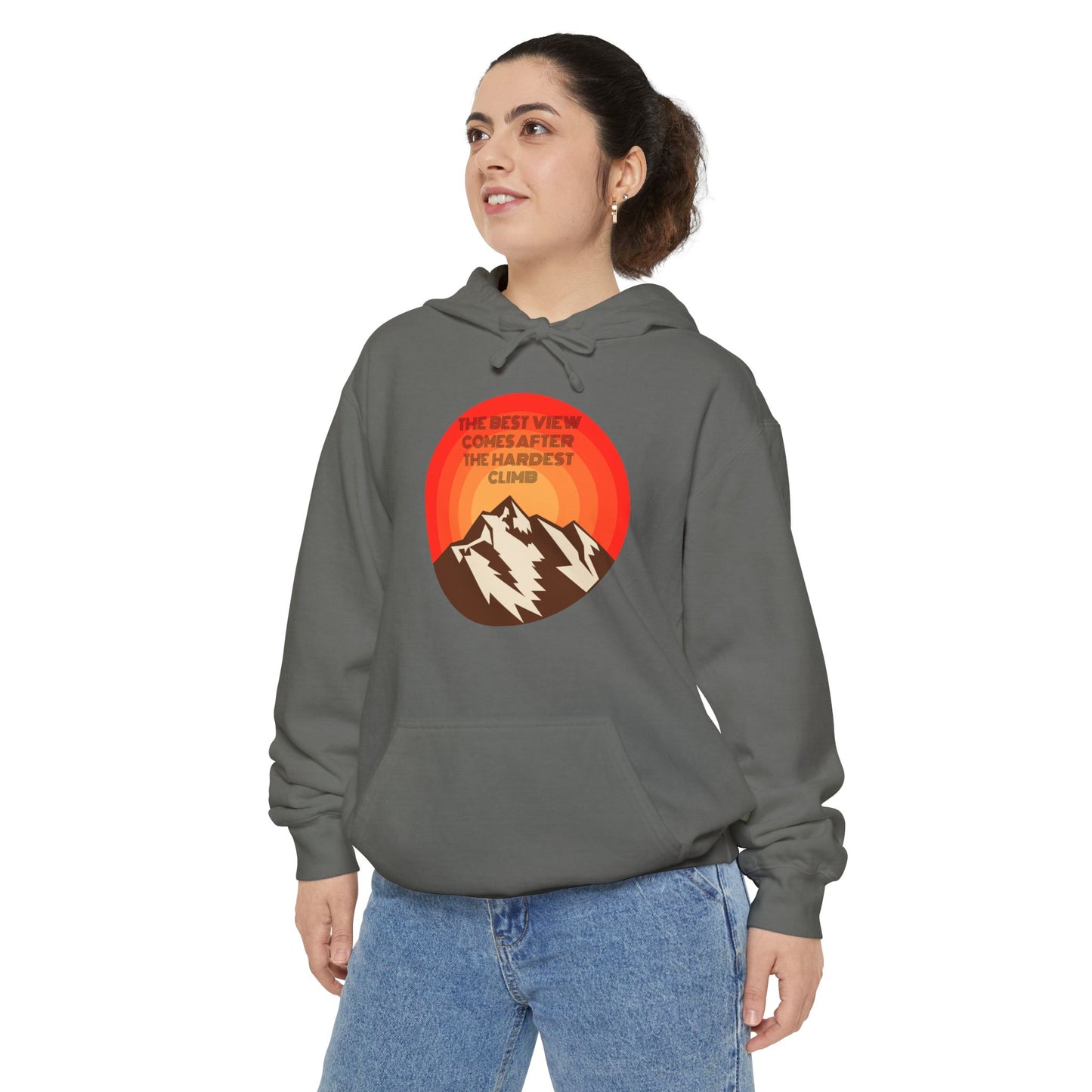 Adventure Awaits Hoodie - Unisex Garment-Dyed with Mountain Design
