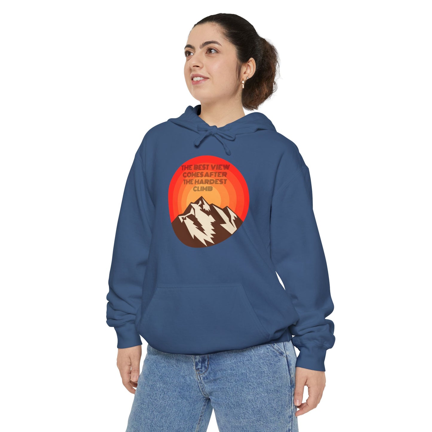 Adventure Awaits Hoodie - Unisex Garment-Dyed with Mountain Design